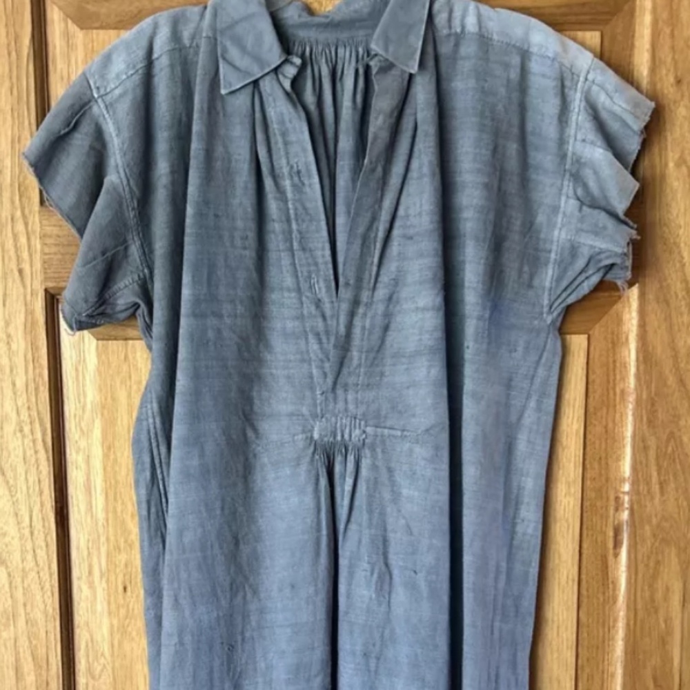 Vintage Early 50s Cotton Indigo Dyed Dress Size Medium